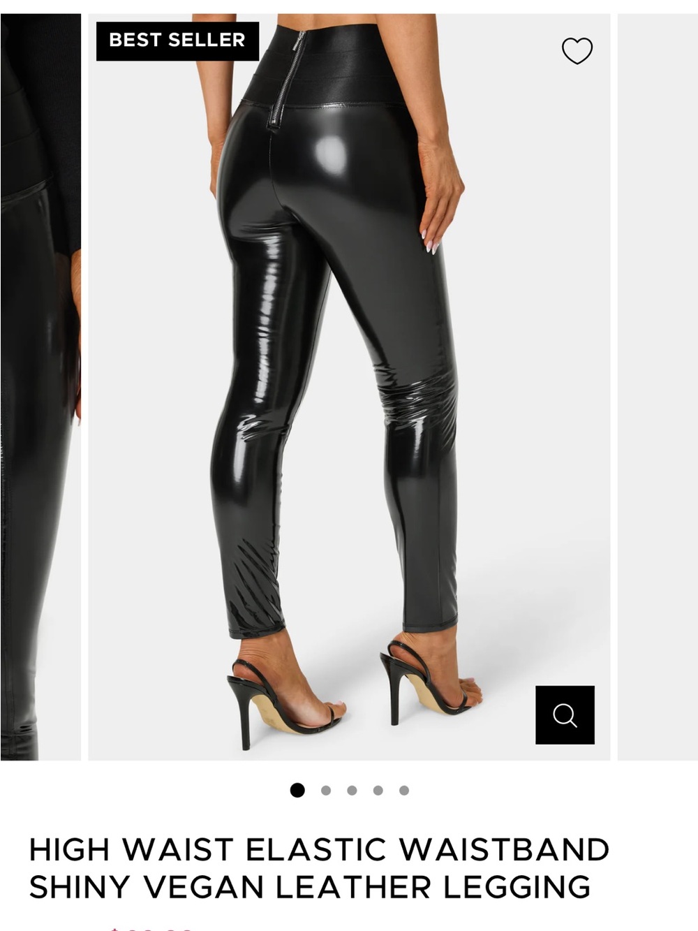 bebe Shiny Black High-Waist Vegan Leather Leggings